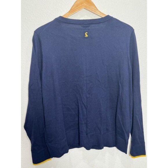 NWT Joules Womens Size 14 Navy Cotton Duck Umbrella Cardigan With Yellow Trim - Picture 9 of 13